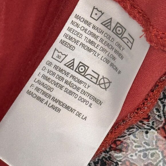 Logo Layers rust Sleeveless Tunic With Floral Print Ruffle Hem Womens medium - Picture 3 of 11